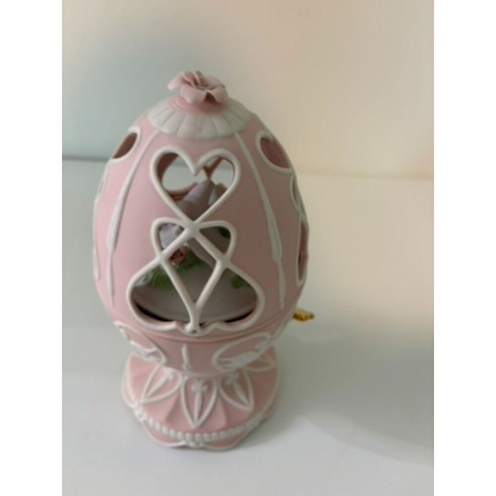 2003 Avon Simply Elegant Love Bird Music porcelain egg, Pink